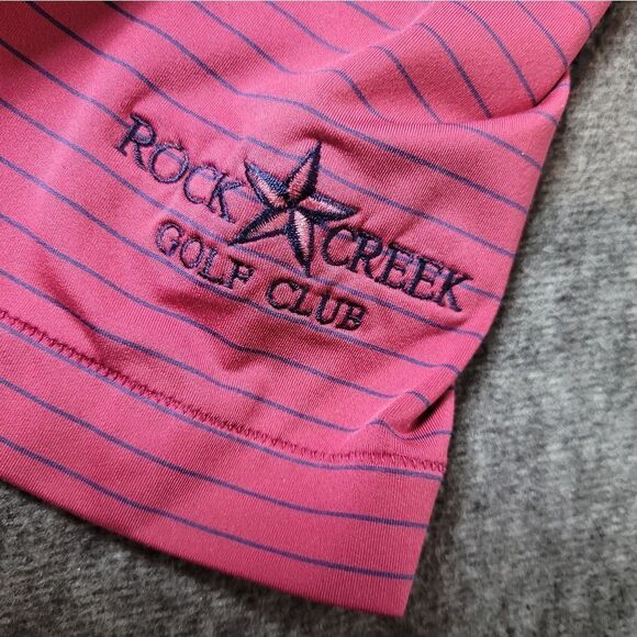 Peter Millar Summer Comfirt Mens Golf Polo Shirt Size XL Red Striped Rock Creek - Picture 2 of 10